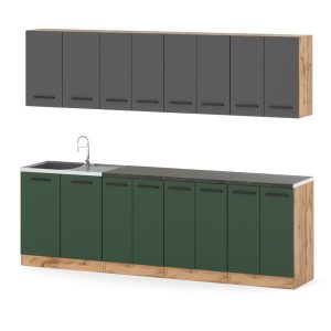 Kuchnia vero 2.6m modułowa wotan szara mat butelkowa zieleń 576594 Kuchnia vero 2.6m modułowa wotan szara mat butelkowa zieleń 576594
