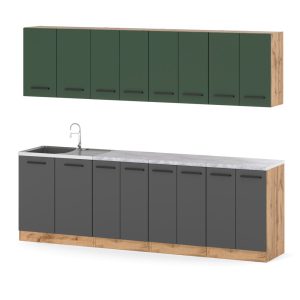 Kuchnia vero 2.6m nowoczesna wotan butelkowa zieleń szara 576617 Kuchnia vero 2.6m nowoczesna wotan butelkowa zieleń szara 576617