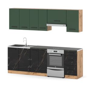 Kuchnia z blatem 2.4m wotan butelkowa zieleń san sebastian 576377 Kuchnia z blatem 2.4m wotan butelkowa zieleń san sebastian 576377