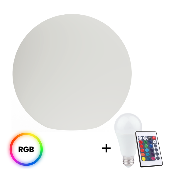 Kula ogrodowa GLOBO 40 cm biała lampa LED E27 10W RGB z pilotem IP64 1048303