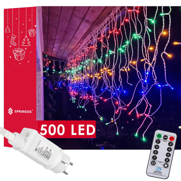 Kurtyna świetlna 1000 led 45 m sople ciepły biały z zimnym białym flash 335865