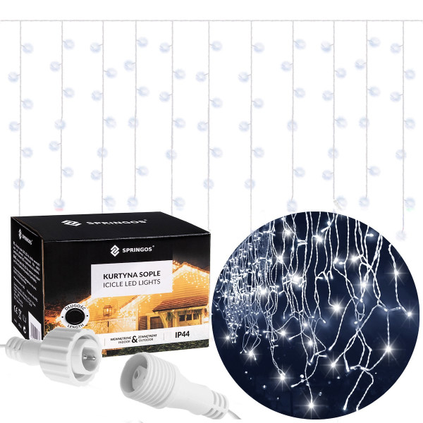 Kurtyna świetlna 1000 led girlanda, lampki zewnętrzne sople 325028