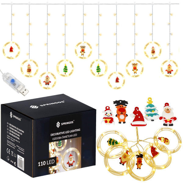 Kurtyna świetlna 110 led girlanda lampki biały ciepły 336015
