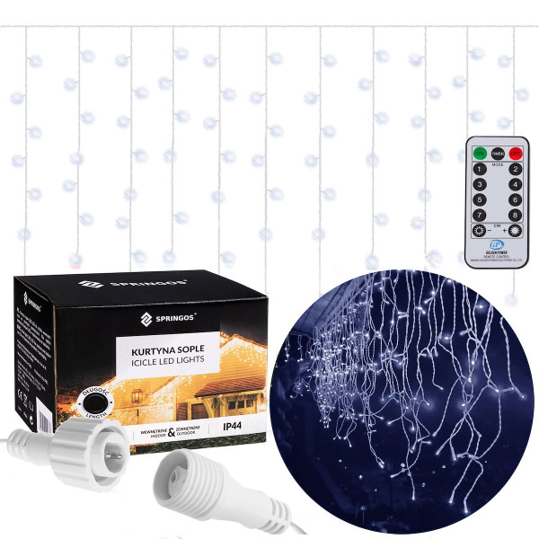 Kurtyna świetlna 14,5 m lampki zewnętrzne 300 led zimny biały 335883