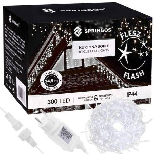Kurtyna świetlna 300 led girlanda lampki zew. 15,5m biały zimny 336066 Kurtyna świetlna 300 led girlanda lampki zew. 15,5m biały zimny 336066