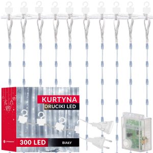Kurtyna świetlna 300 led lampki zewnętrzne biały zimny flash 336014 Kurtyna świetlna 300 led lampki zewnętrzne biały zimny flash 336014