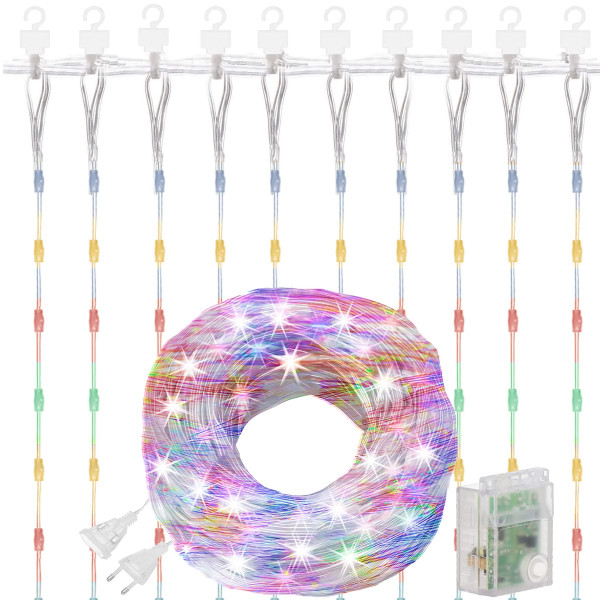 Kurtyna świetlna 300 led lampki zewnętrzne sople multikolor 336010