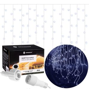 Kurtyna świetlna 300 led lampki zewnętrzne sople zimny biały 335887 Kurtyna świetlna 300 led lampki zewnętrzne sople zimny biały 335887