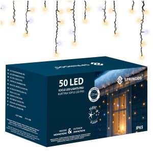 Kurtyna świetlna, sople 2,5 m lampki zewnętrzne 50 Led ciepły biały 806276 Kurtyna świetlna, sople 2,5 m lampki zewnętrzne 50 Led ciepły biały 806276