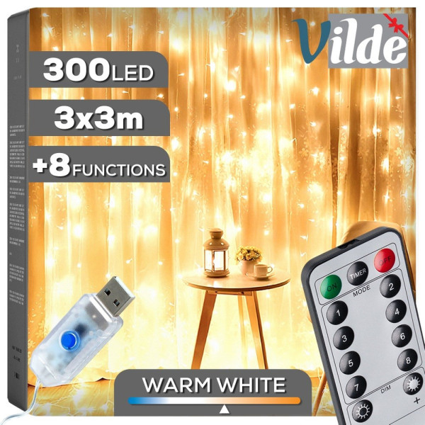 Kurtyna świetlna z pilotem 300 LED 3 m 811930