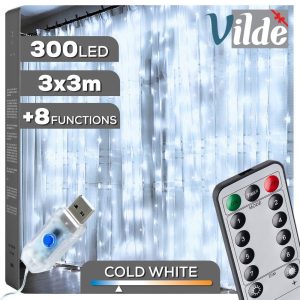 Kurtyna świetlna z pilotem 300 LED 3 m 811921 Kurtyna świetlna z pilotem 300 LED 3 m 811921
