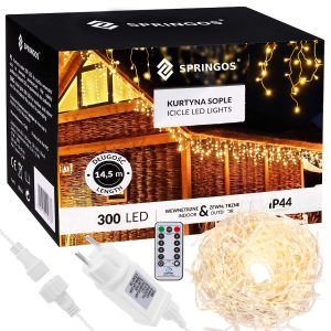 Kurtyna świetlna z pilotem 300 led girlanda, lampki wew-zew 373142 Kurtyna świetlna z pilotem 300 led girlanda, lampki wew-zew 373142