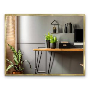 Kwadratowe Lustro do Przedpokoju w złotej Ramie lustro ścienne 80×60 cm 1078464 Kwadratowe Lustro do Przedpokoju w złotej Ramie lustro ścienne 80×60 cm 1078464