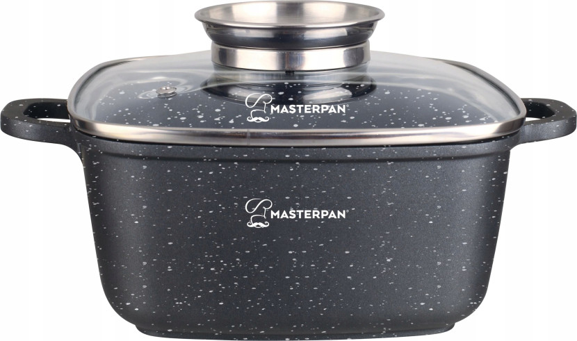 Kwadratowy Garnek Marmurkowy 5.5L Z Pokrywką 26Cm Na Indukcję Gaz Masterpan 567812