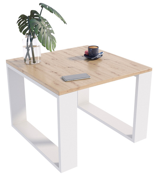 Kwadratowy stolik kawowy do salonu dąb artisan + biały - Sarreon 390567