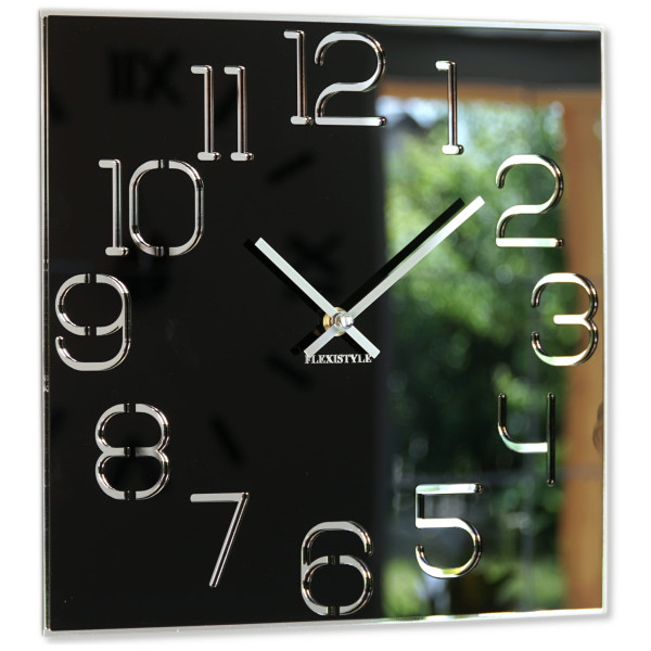 Kwadratowy zegar ścienny czarny DIGIT 30cm 571085