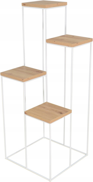 Kwietnik Druciany 4 Poziomy Stojak Na Kwiaty Salon Loft Biały+Dąb Artisan 926472