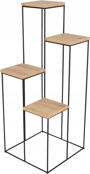 Kwietnik Druciany 4 Poziomy Stojak Na Kwiaty Salon Loft Czarny+Dąb Artisan 926446
