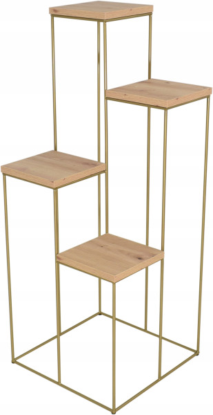 Kwietnik Druciany 4 Poziomy Stojak Na Kwiaty Salon Loft Złoty+Dąb Artisan 926502
