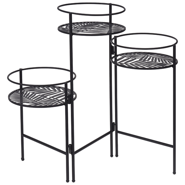 Kwietnik metalowy z 3 podstawkami czarny 38834