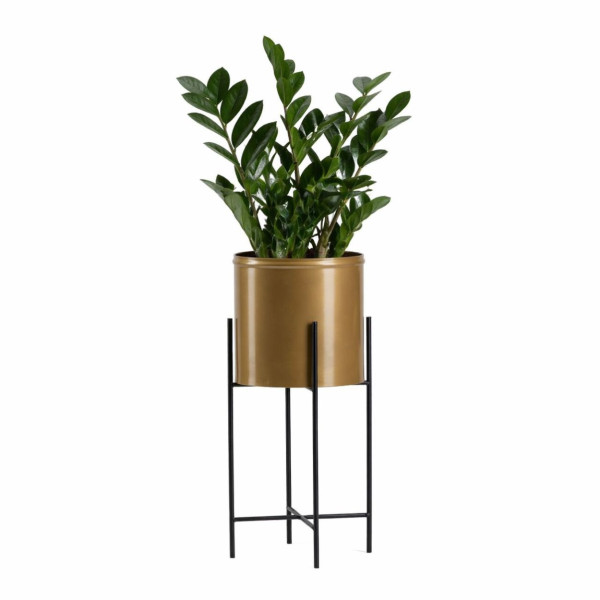Kwietnik metalowy z osłonką na kwiaty 55 cm czarno złoty 87872