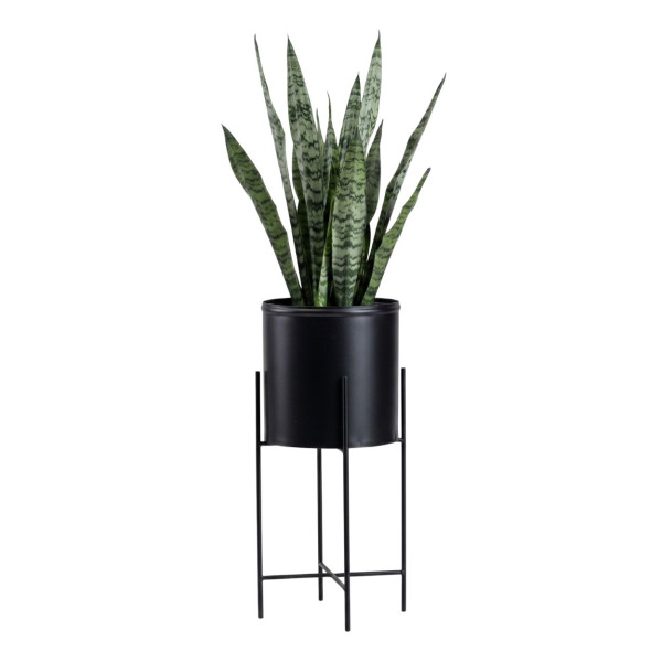 Kwietnik metalowy z osłonką na kwiaty 55 cm czarny 88118