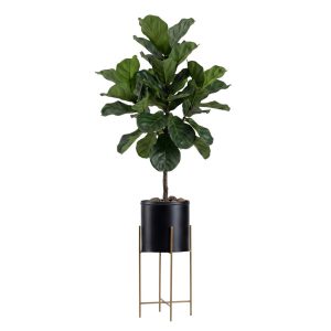 Kwietnik metalowy z osłonką na kwiaty 55 cm złoto czarny 88037 Kwietnik metalowy z osłonką na kwiaty 55 cm złoto czarny 88037