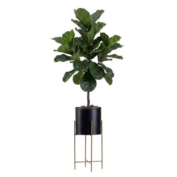 Kwietnik metalowy z osłonką na kwiaty 55 cm złoto czarny 88037