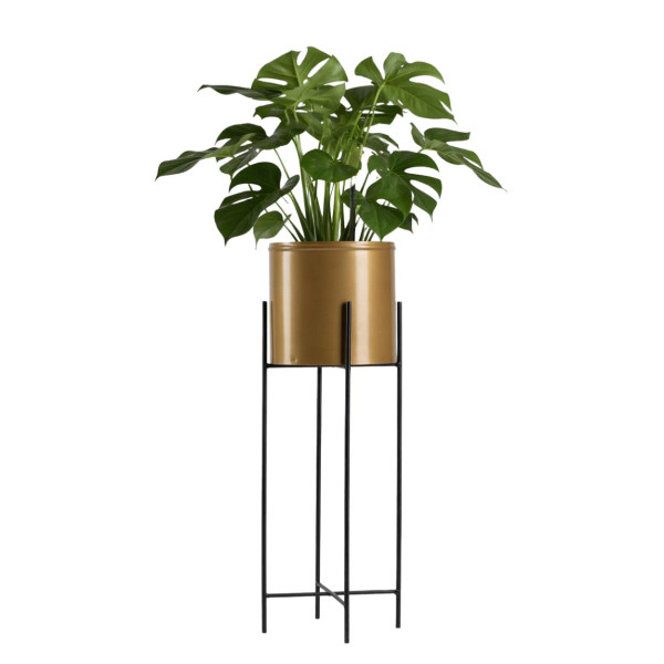 Kwietnik metalowy z osłonką na kwiaty 75 cm czarno złoty 88005