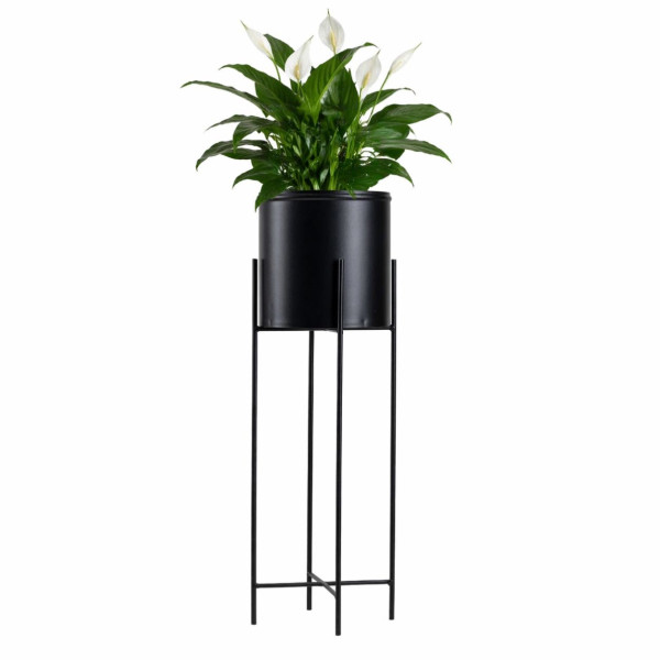 Kwietnik metalowy z osłonką na kwiaty 75 cm czarny 88085