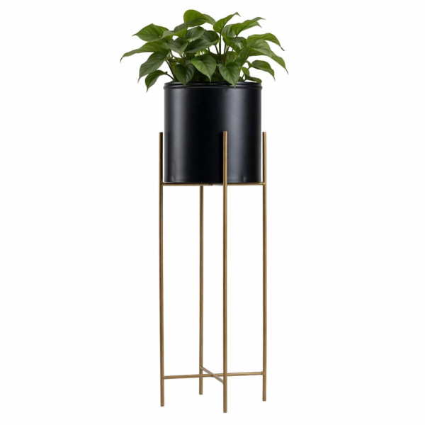 Kwietnik metalowy z osłonką na kwiaty 75 cm złoto czarny 88090