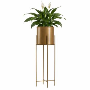 Kwietnik metalowy z osłonką na kwiaty 75 cm złoty 88045 Kwietnik metalowy z osłonką na kwiaty 75 cm złoty 88045