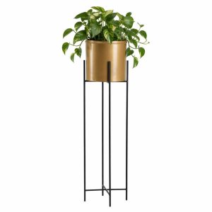 Kwietnik metalowy z osłonką na kwiaty 95 cm czarno złoty 88066 Kwietnik metalowy z osłonką na kwiaty 95 cm czarno złoty 88066