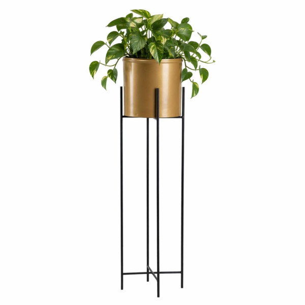 Kwietnik metalowy z osłonką na kwiaty 95 cm czarno złoty 88066