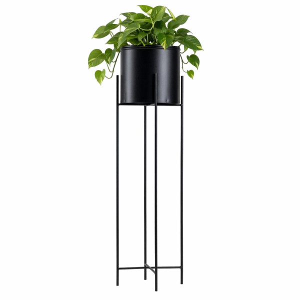 Kwietnik metalowy z osłonką na kwiaty 95 cm czarny 88148