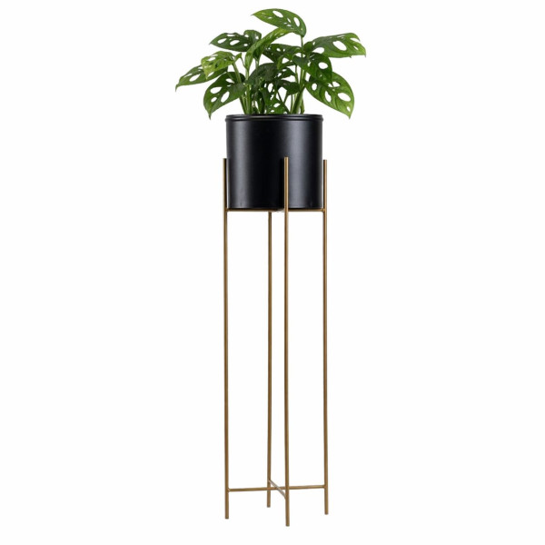 Kwietnik metalowy z osłonką na kwiaty 95 cm złoto czarny 88036