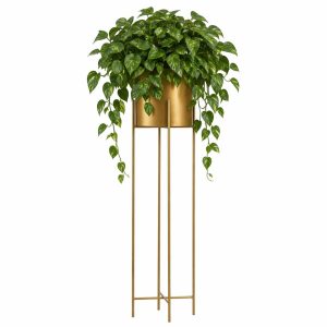Kwietnik metalowy z osłonką na kwiaty 95 cm złoty 88165 Kwietnik metalowy z osłonką na kwiaty 95 cm złoty 88165