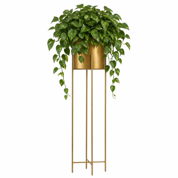 Kwietnik metalowy z osłonką na kwiaty 95 cm złoty 88165