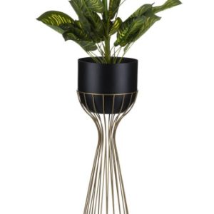 Kwietnik nowoczesny 68 cm złoto czarny GLAMOUR 89238