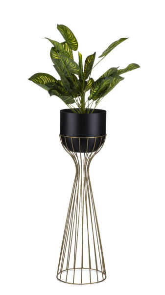 Kwietnik nowoczesny 68 cm złoto czarny GLAMOUR 89238