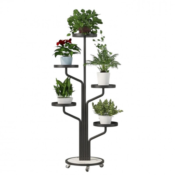 Kwietnik, Regał, Stojak Na Kwiaty Metalowy Okrągły Na Kółkach 130Х40Cm 812619