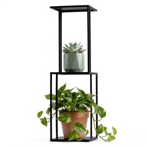 Kwietnik stojący metalowy loft 3 doniczki 80 cm czarny mat 1045453 Kwietnik stojący metalowy loft 3 doniczki 80 cm czarny mat 1045453