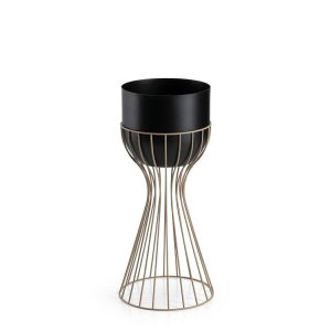 Kwietnik stojący metalowy z czarną osłonką 46 cm taupe 990991 Kwietnik stojący metalowy z czarną osłonką 46 cm taupe 990991