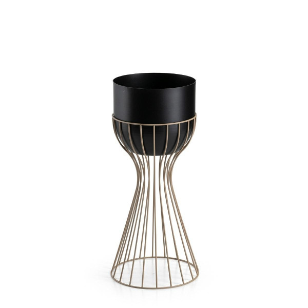 Kwietnik stojący metalowy z czarną osłonką 46 cm taupe 990991