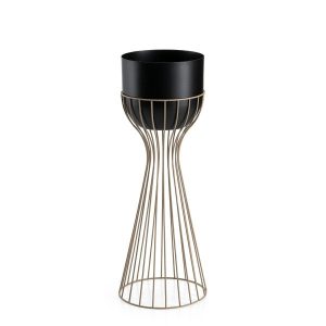 Kwietnik stojący metalowy z czarną osłonką 56 cm taupe 990994 Kwietnik stojący metalowy z czarną osłonką 56 cm taupe 990994