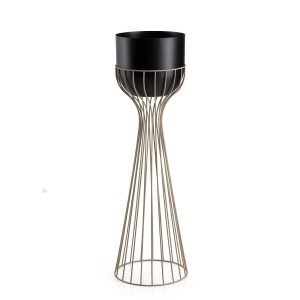 Kwietnik stojący metalowy z czarną osłonką 68 cm taupe 990990 Kwietnik stojący metalowy z czarną osłonką 68 cm taupe 990990