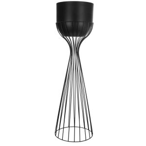 Kwietnik z osłonką stojący metalowy czarny 68cm drut 199257 Kwietnik z osłonką stojący metalowy czarny 68cm drut 199257