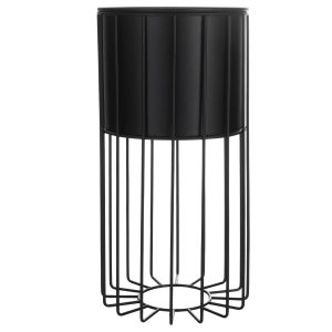Kwietnik z osłonką stojący metalowy czarny druciany 42cm 194521 Kwietnik z osłonką stojący metalowy czarny druciany 42cm 194521