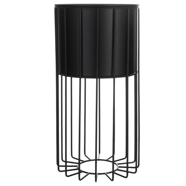 Kwietnik z osłonką stojący metalowy czarny druciany 42cm 194521