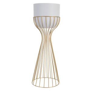 Kwietnik z osłonką stojący metalowy złoto biały 56cm drut 199256 Kwietnik z osłonką stojący metalowy złoto biały 56cm drut 199256